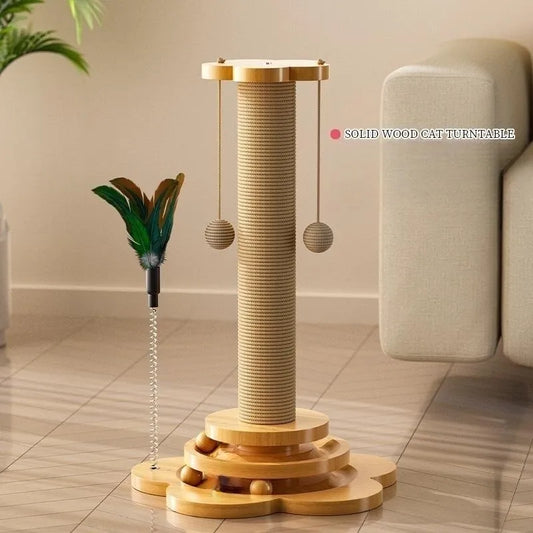 Pet Cat Toy Solid Wood Cat Grab Column