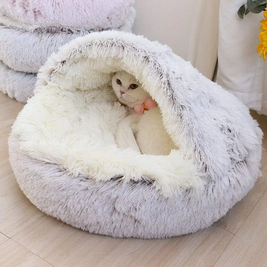 2 In 1 Sleeping Nest Cave Soft Plush Dog Bed